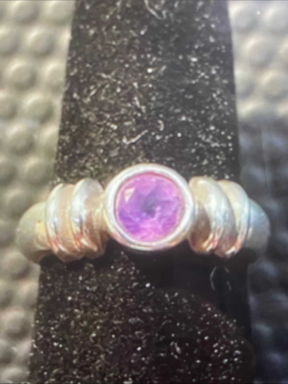 Women Sterling Silver Amethyst set in Bezel Vintage Ring